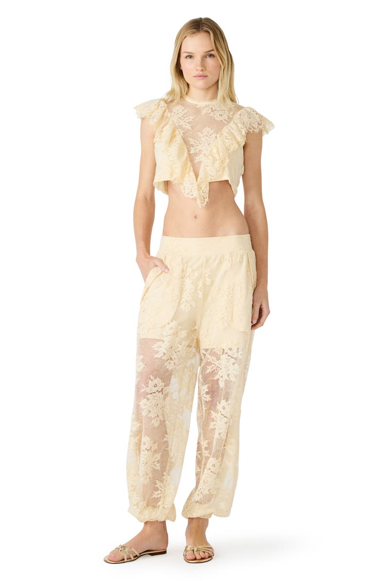 Steve Madden Faya Floral Lace Pants, Alternate, color, Tropic Sands