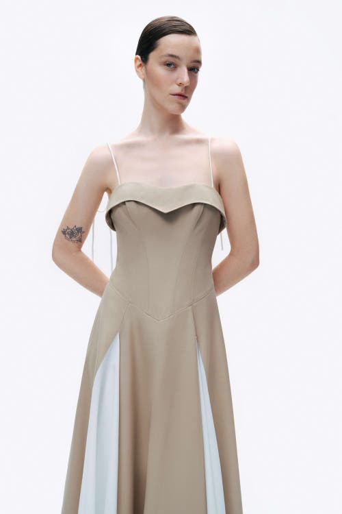 Shop Nocturne Corset Look Dress In Beige