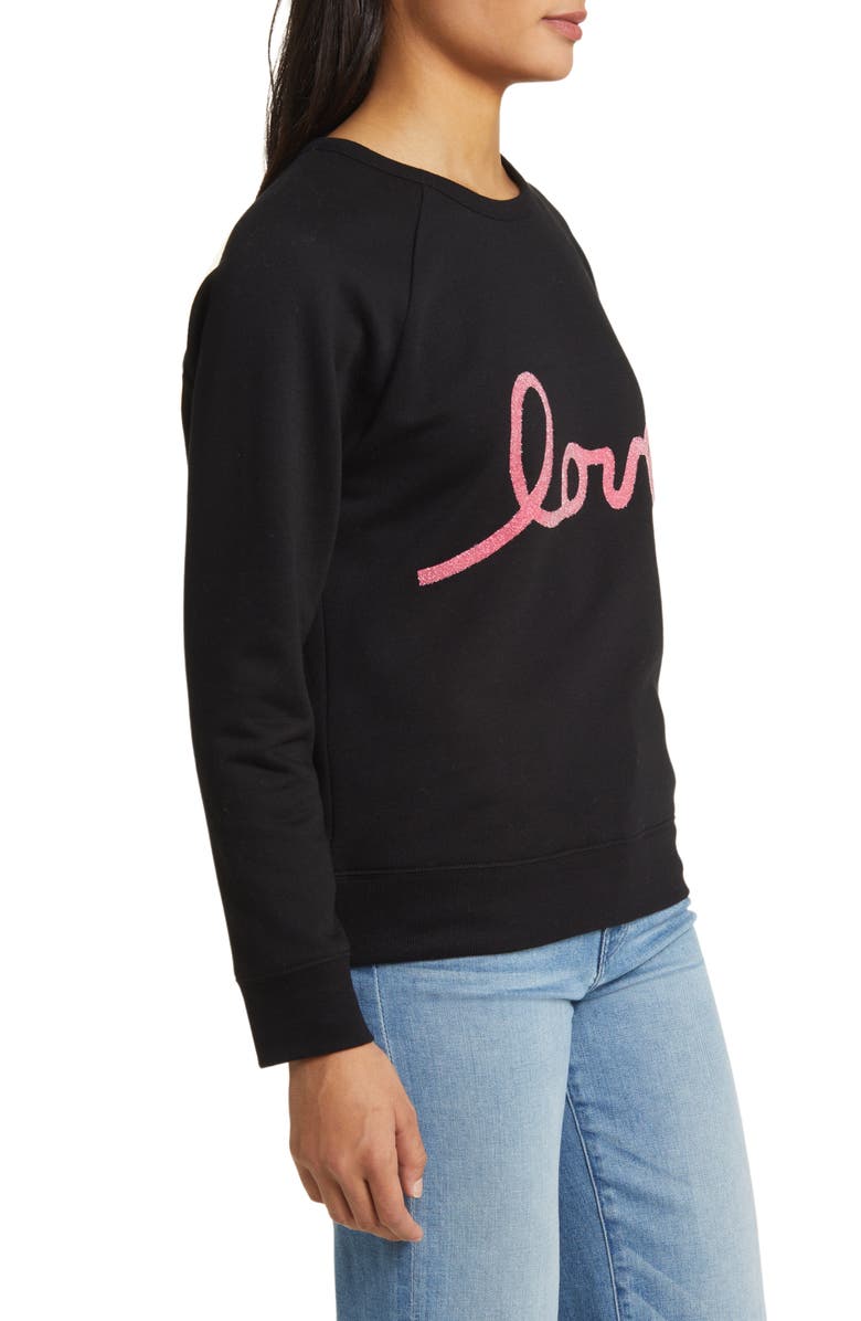 Caslon<sup>®</sup> Love Metallic Cotton Blend Graphic Sweatshirt, Alternate, color, 