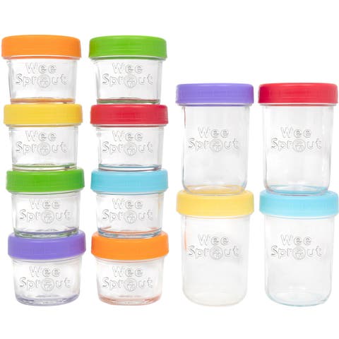 Glass Baby Food Storage Jars w/ Lids (4 oz/8 oz)