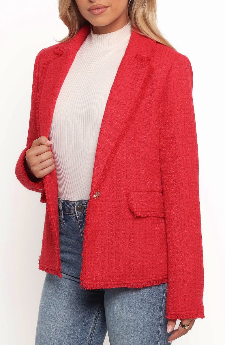 Petal & Pup Simona Tweed Blazer, Alternate, color, Red