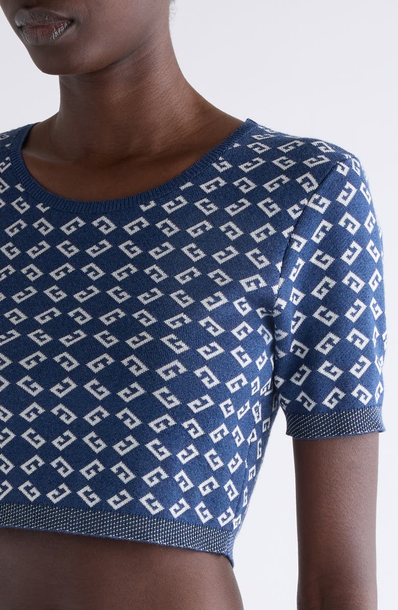 Givenchy Monogram 72 Jacquard Crop Crewneck Top, Alternate, color, Denim Blue