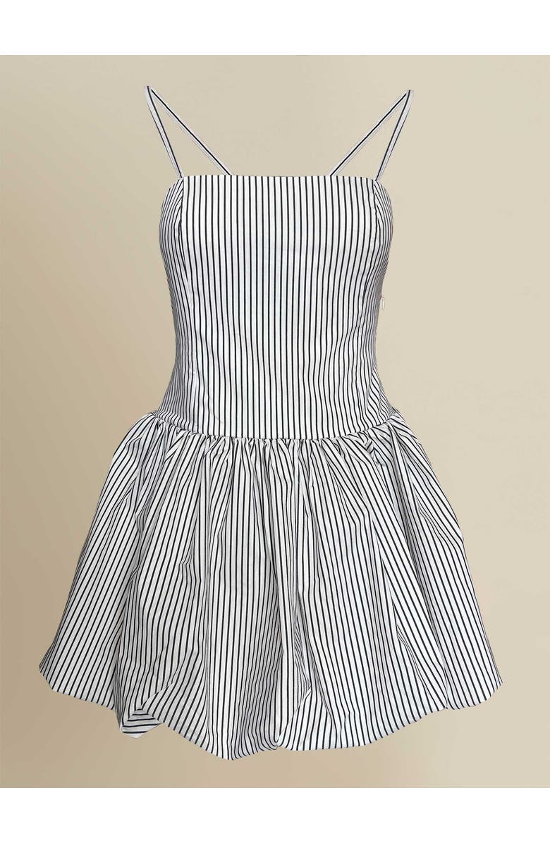 Contessa Mills Bonnie Striped Bubble-Hem Cotton Mini Dress, Main, color, Black-White