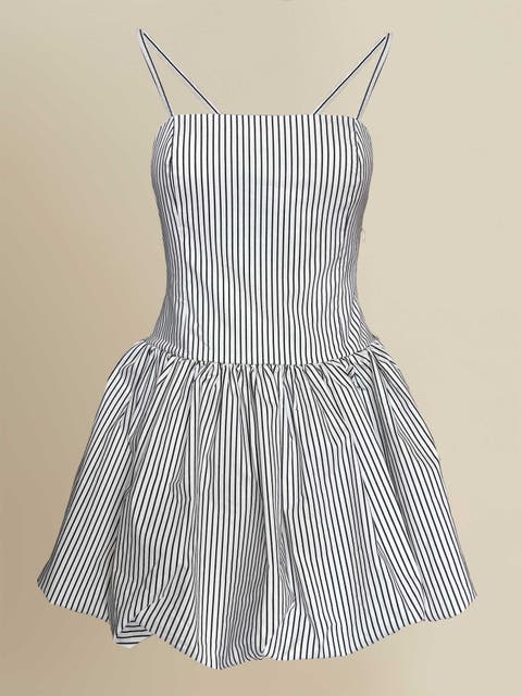 Bonnie Striped Bubble-Hem Cotton Mini Dress