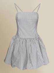 Contessa Mills Bonnie Striped Bubble-Hem Cotton Mini Dress