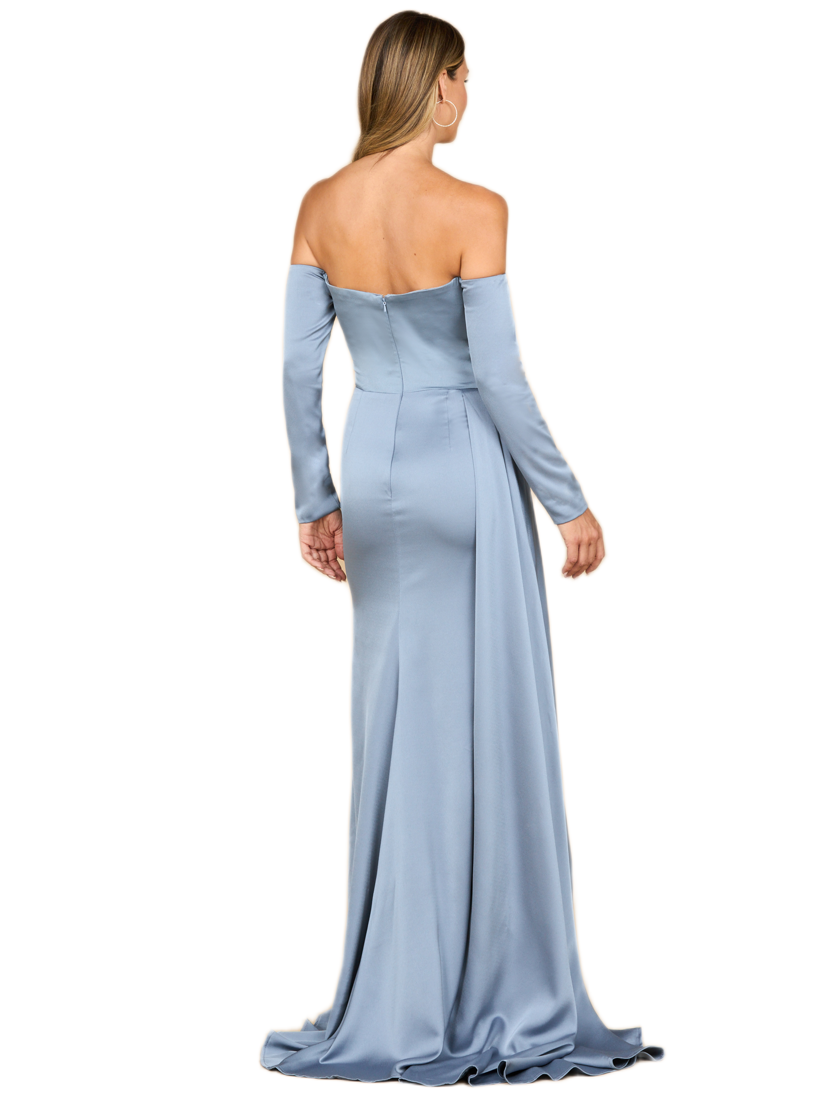 LARA New York Off Shoulder Satin Dress with Beaded Details (Women ...