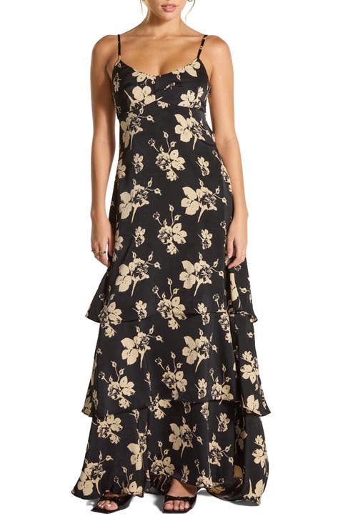 Floral Print Tiered Maxi Dress