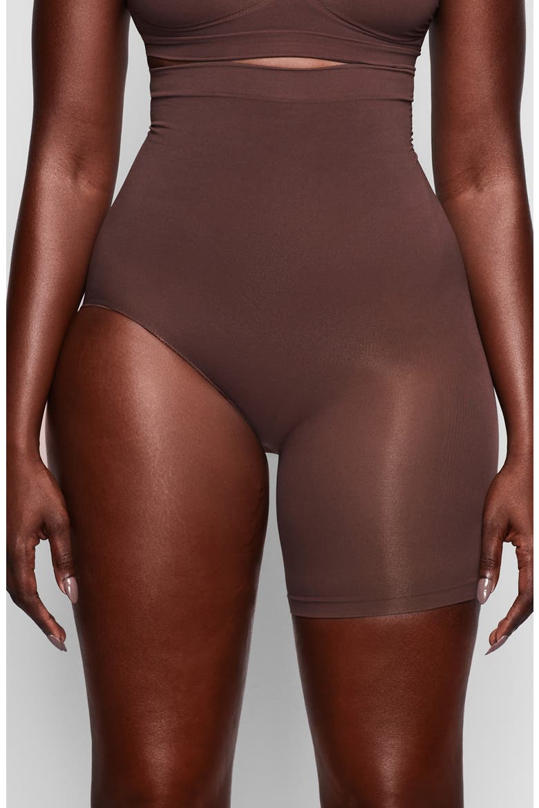 Seamless Sculpt Shorts - Right Leg Exposed, Main, color, COCOA