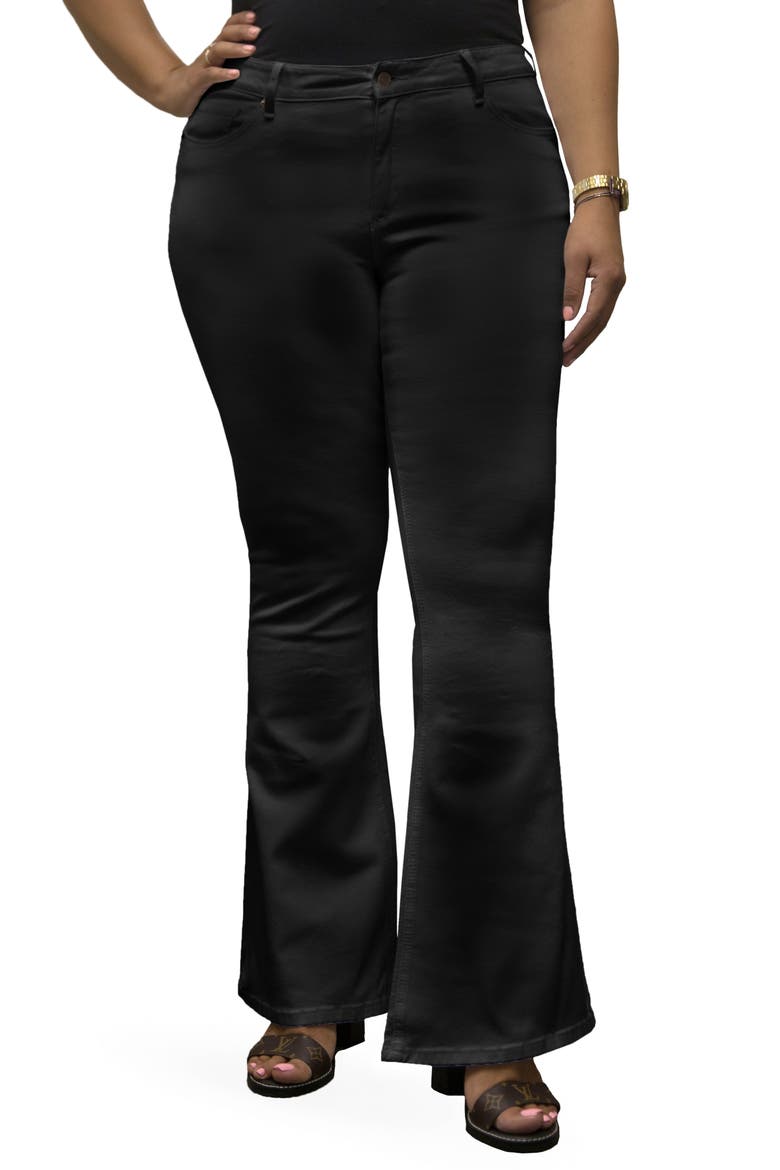 Kylie Curvy Fit Flare Leg Jeans, Main, color, OVER DYE BLACK