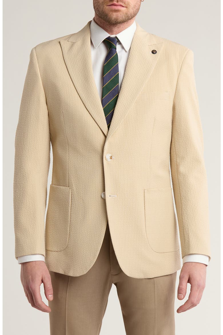 Slim Fit Seersucker Blazer, Main, color, BEIGE