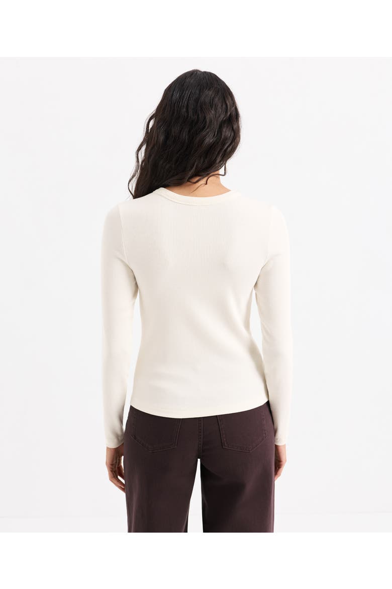 Perfect Rib Crewneck Layering Long Sleeve Tee Made With Organic Cotton, Alternate, color, Soft Ivory