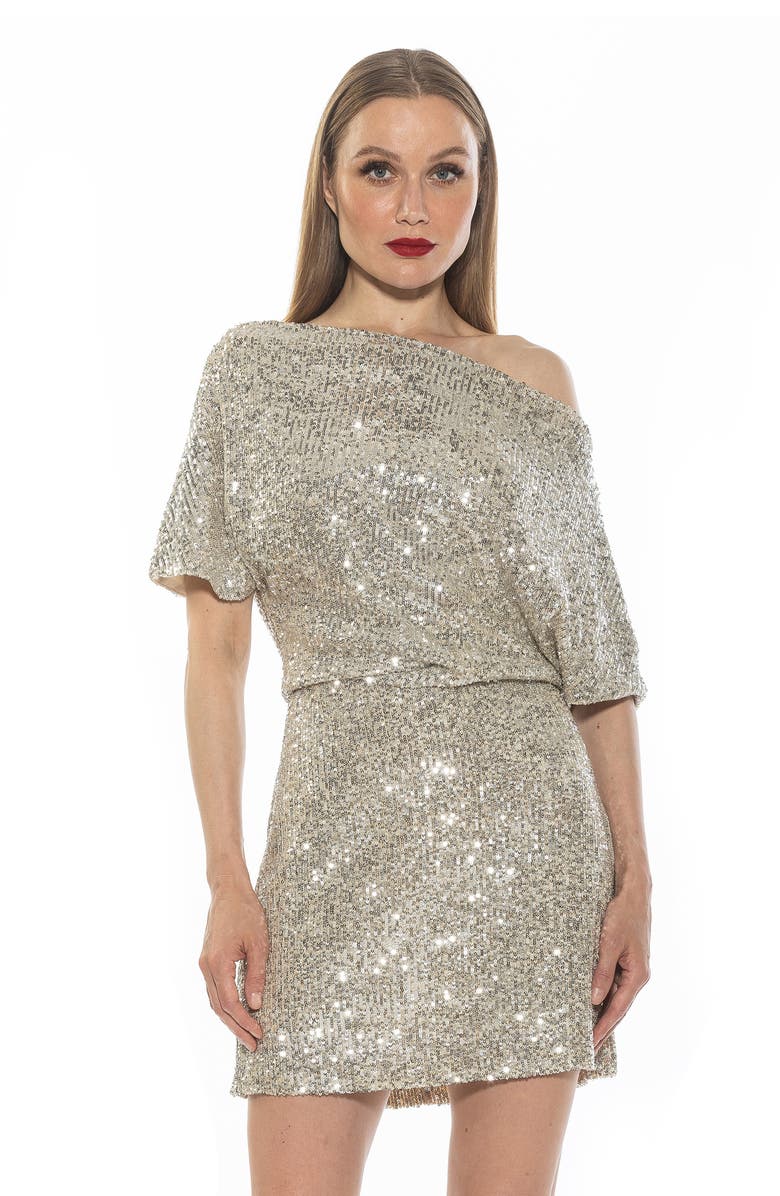 Alexia Admor Suri Sequin One-Shoulder Dress, Alternate, color, Silver