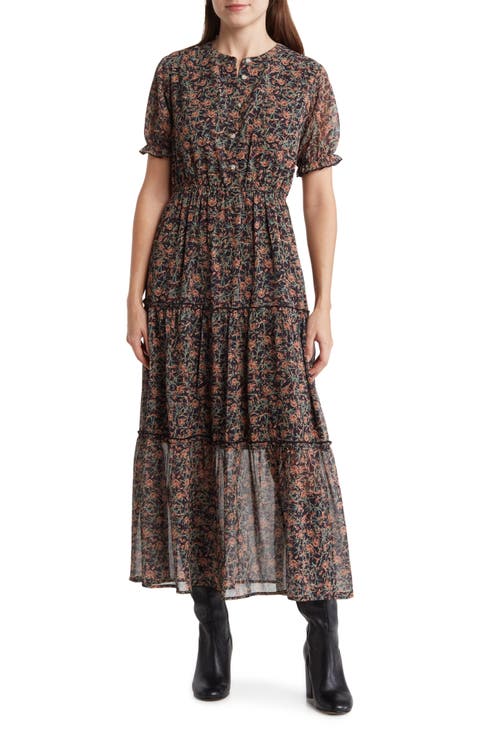 Floral Puff Sleeve Maxi Dress