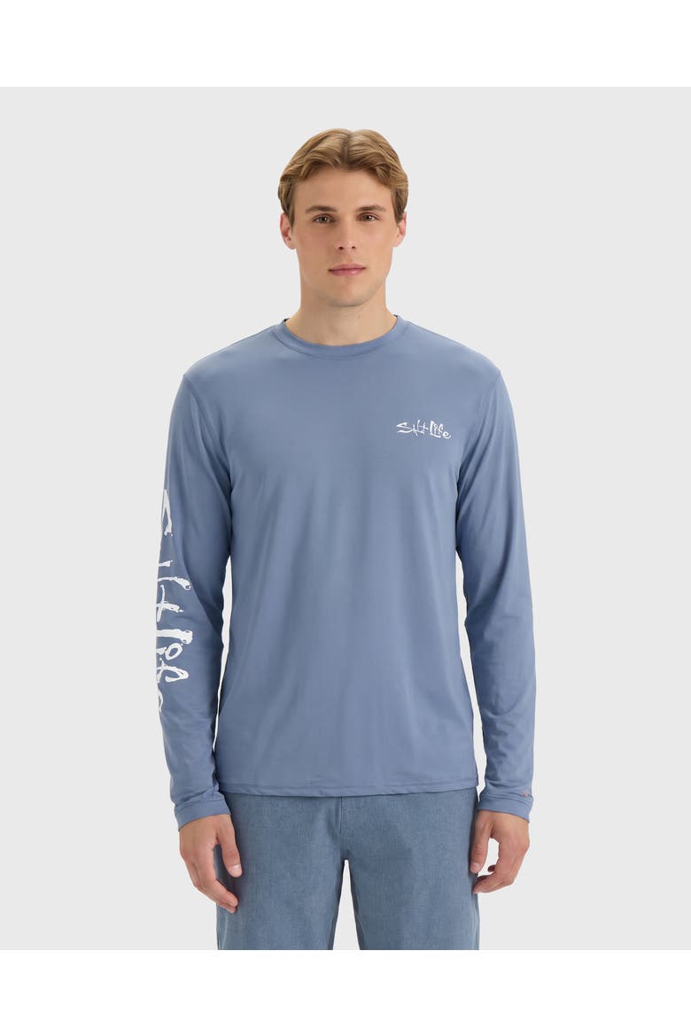 Freedom Lines  Performance Long Sleeve Tee, Main, color, HARBOR BLUE HEATHER