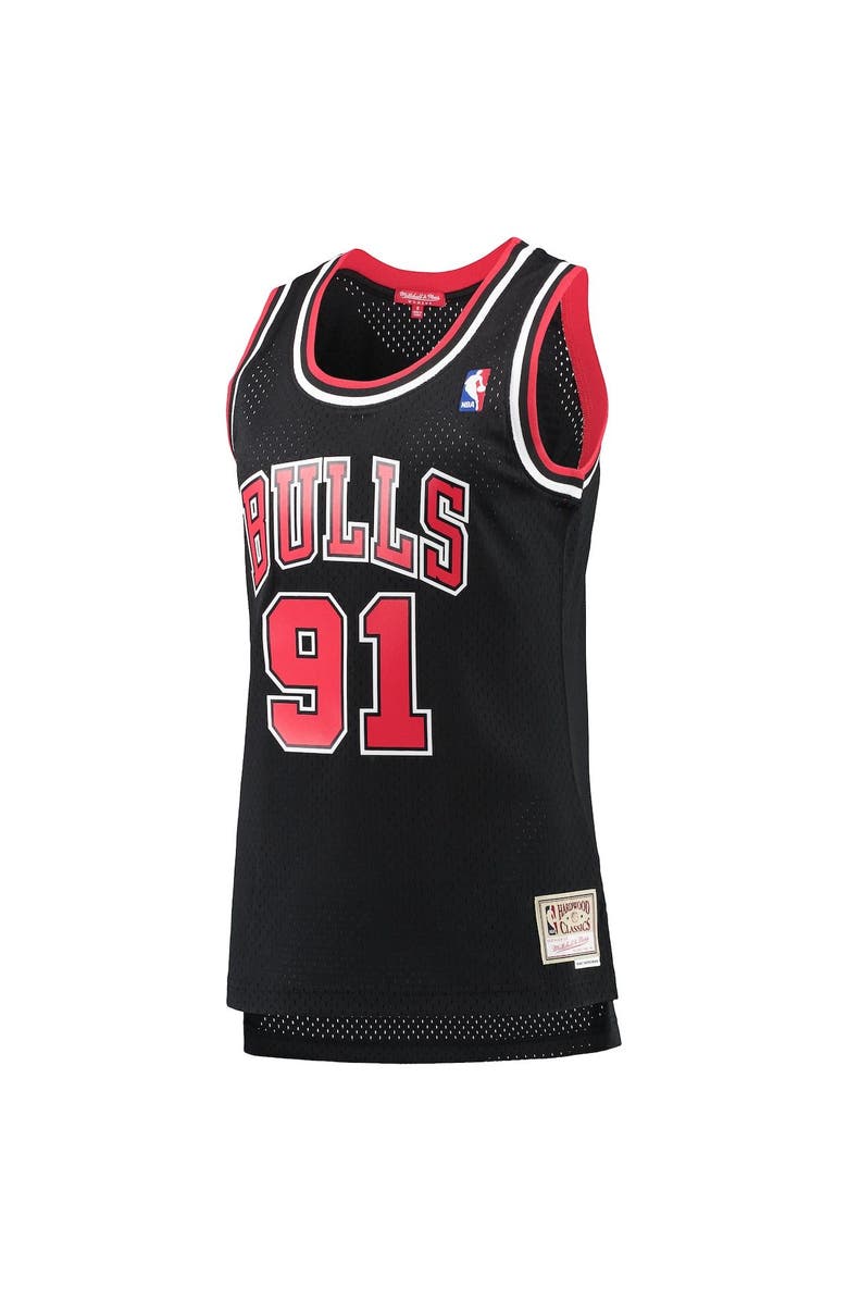 Mitchell & Ness Women's Mitchell & Ness Dennis Rodman Black Chicago Bulls  Hardwood Classics Swingman Jersey, Alternate, color, 