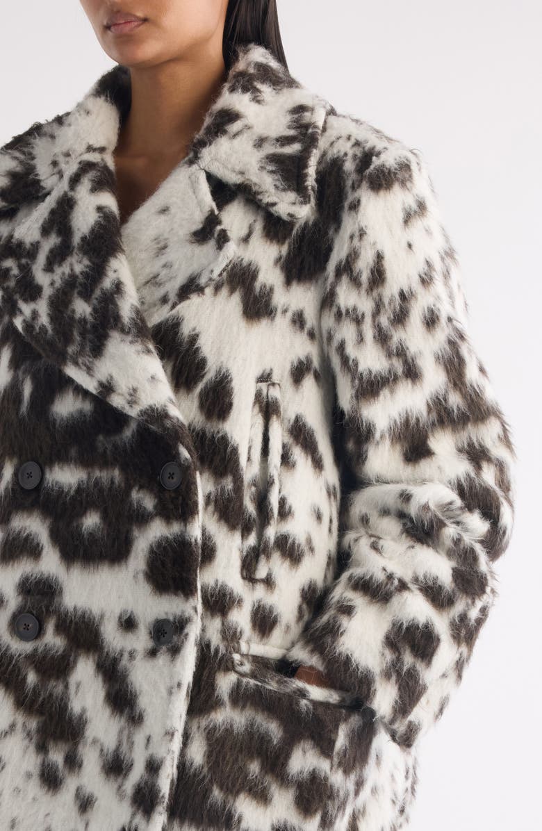 Dries Van Noten Vafel Cow Print Faux Fur Jacket, Alternate, color, Brown