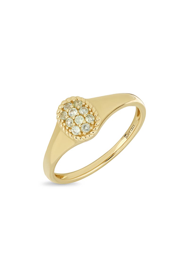 Pavé Peridot Oval Signet Ring, Main, color, 14K YELLOW GOLD