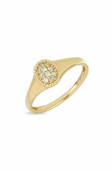 Bony Levy Pavé Peridot Oval Signet Ring