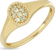 Bony Levy Pavé Peridot Oval Signet Ring