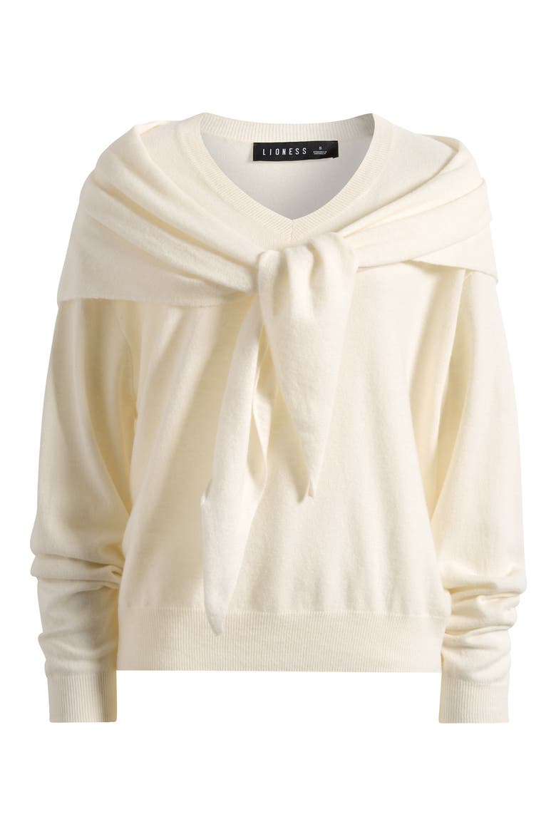 Olsen Wool Blend Long Sleeve Knit T-Shirt, Alternate, color, PORCELAIN