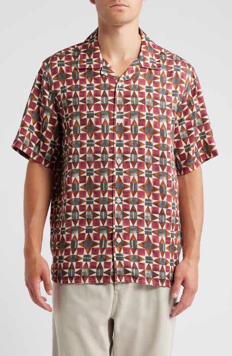 Wax London Didicot Painted Geo Pattern Lyocell Camp Shirt