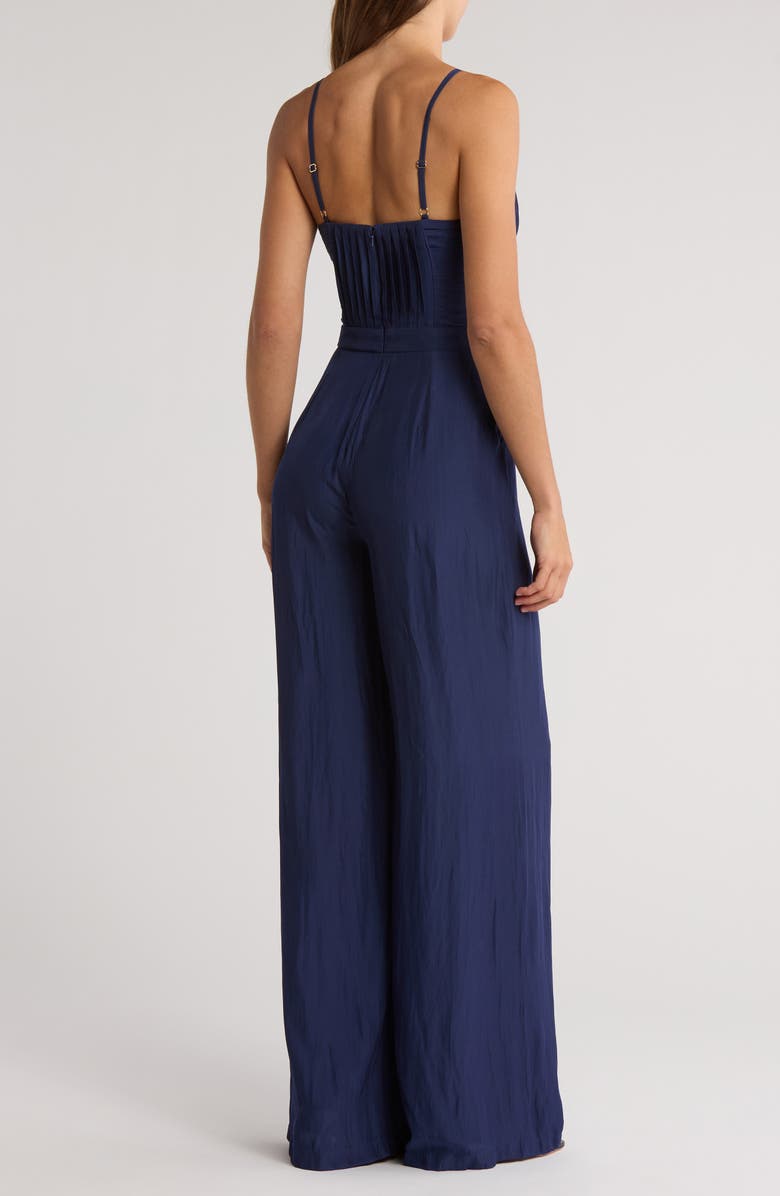 Ramy Brook Loretta Pleated Wide Leg Jumpsuit, Alternate, color, Spring Navy