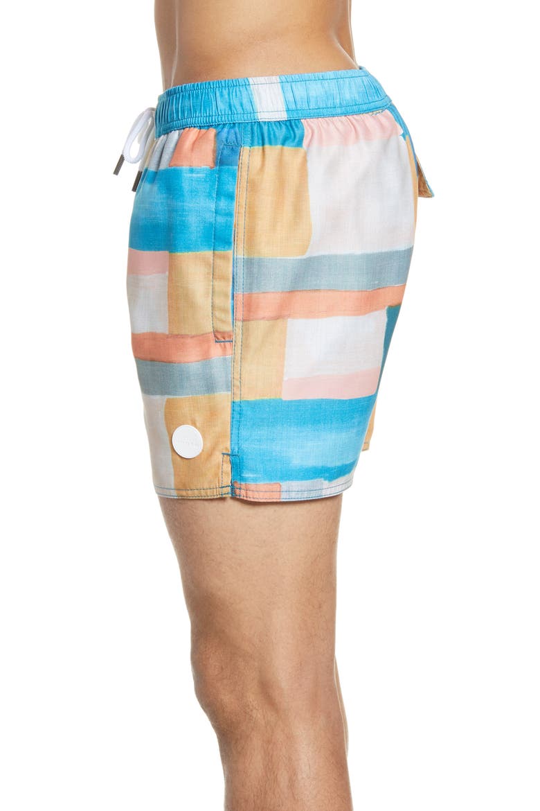 Geo Print Swim Trunks, Alternate, color, YELLOW