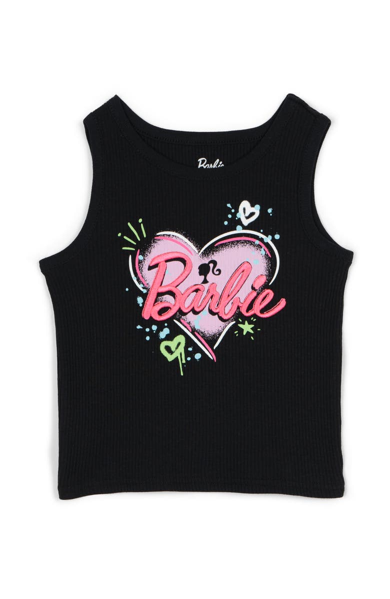 Barbie Girls' 2-Piece Sleeveless Tank Top and Shorts Set, Alternate, color, Black Neon Pink
