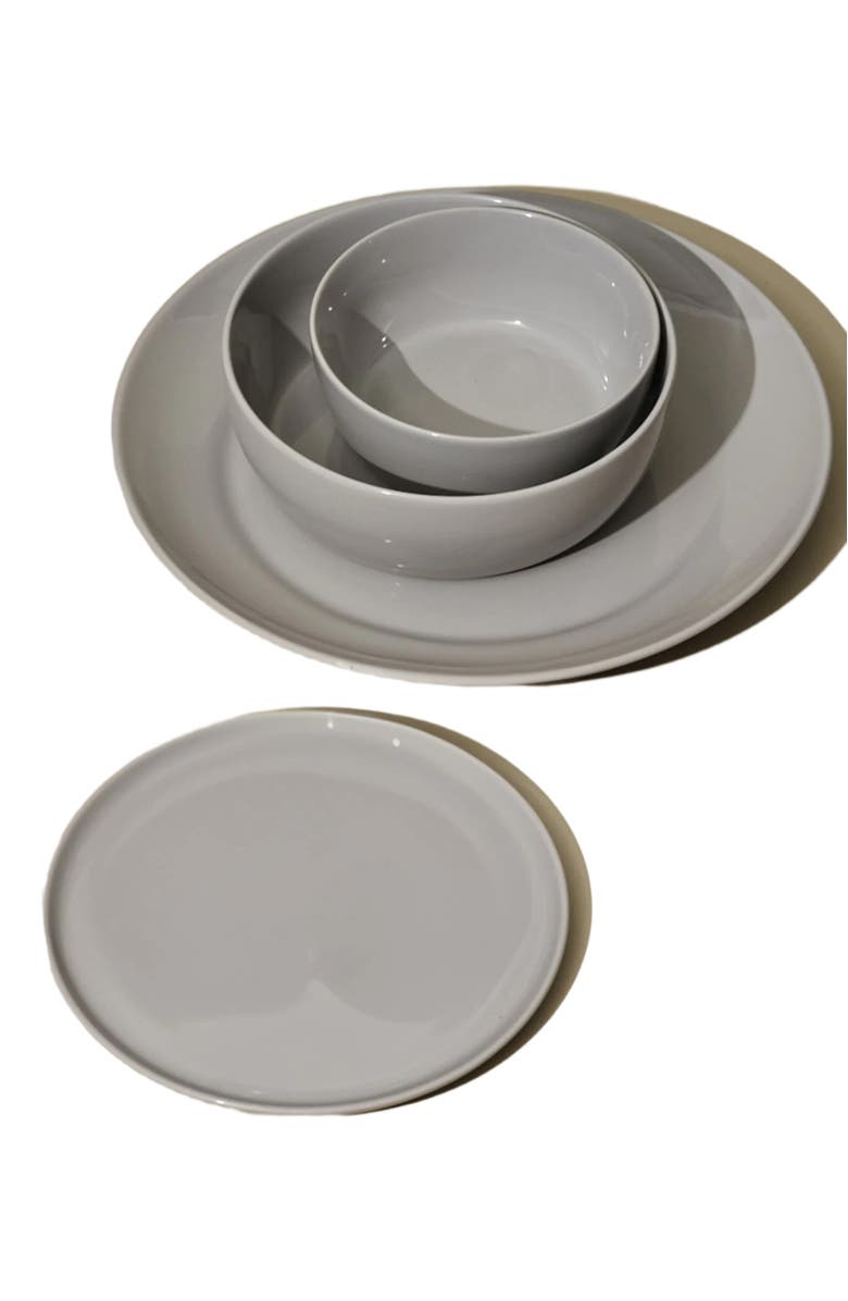 Fors Studio Wide Rim Dinnerware Set - 4 Piece Set, Alternate, color, Grey