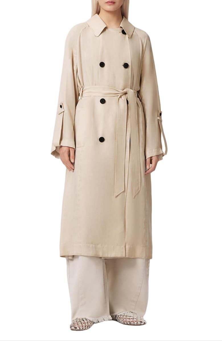 AllSaints Lizie Trench Coat, Main, color, Parchment White