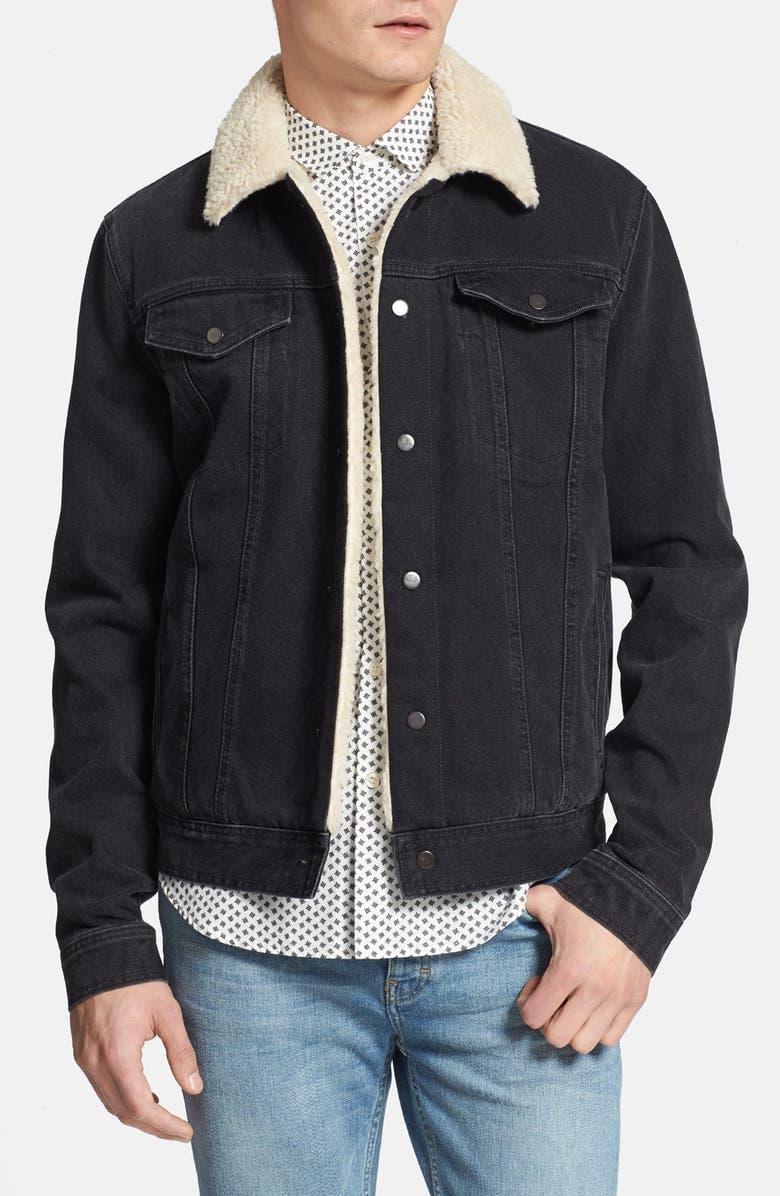 Topman Lined Denim Jacket, Main, color, 