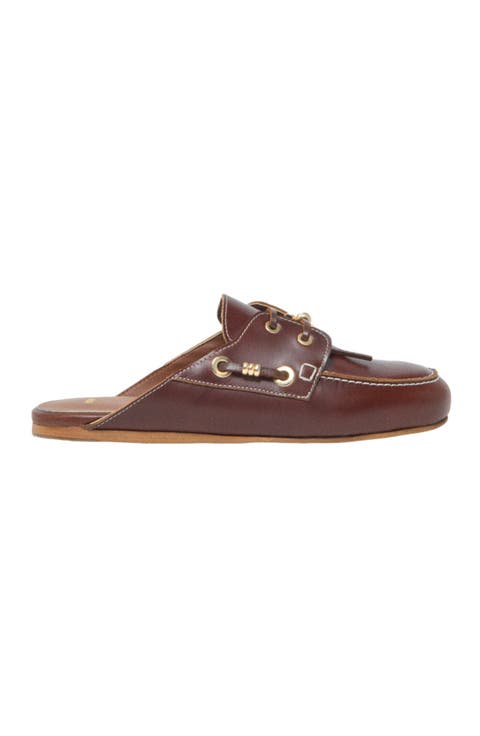 Leather boat mules