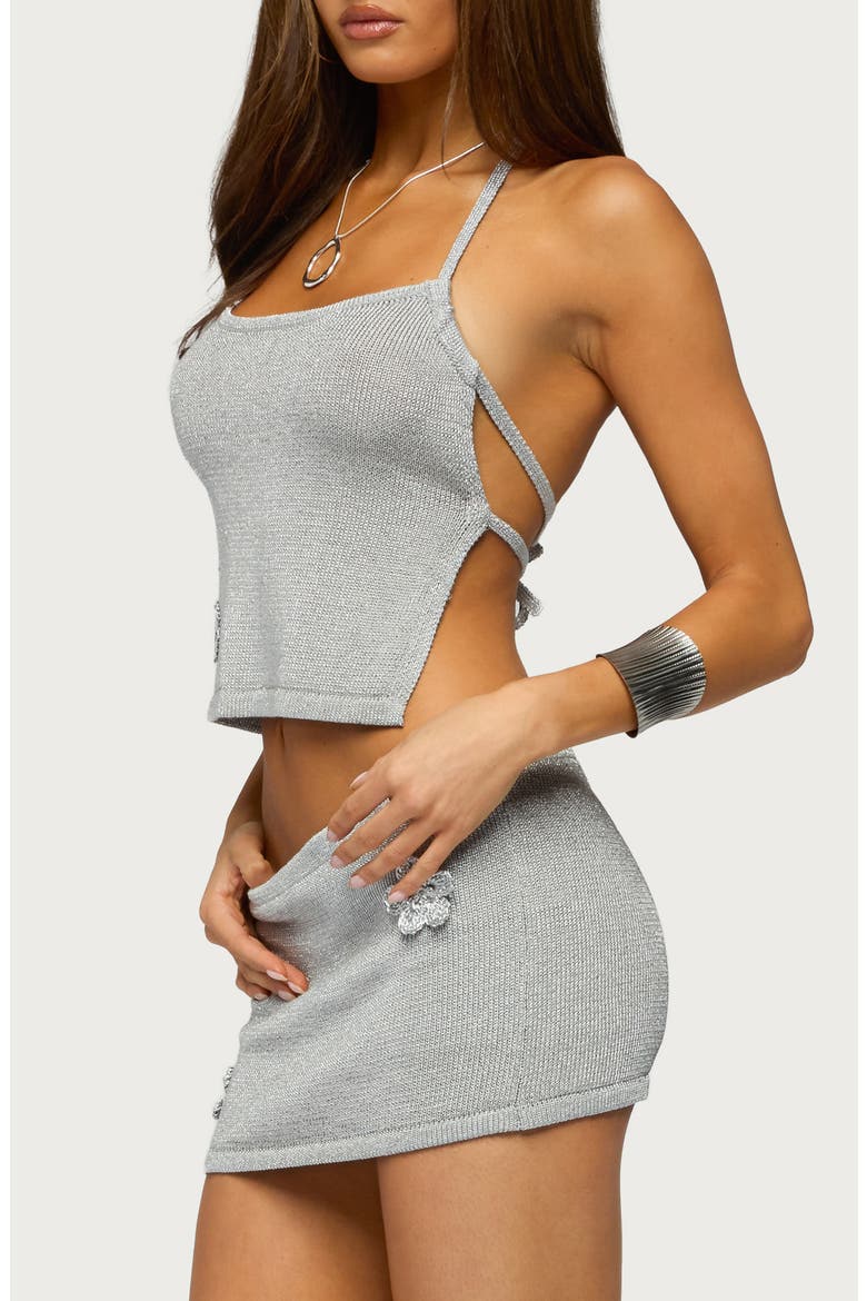 Teagyn Backless Metallic Tank, Alternate, color, SILVER