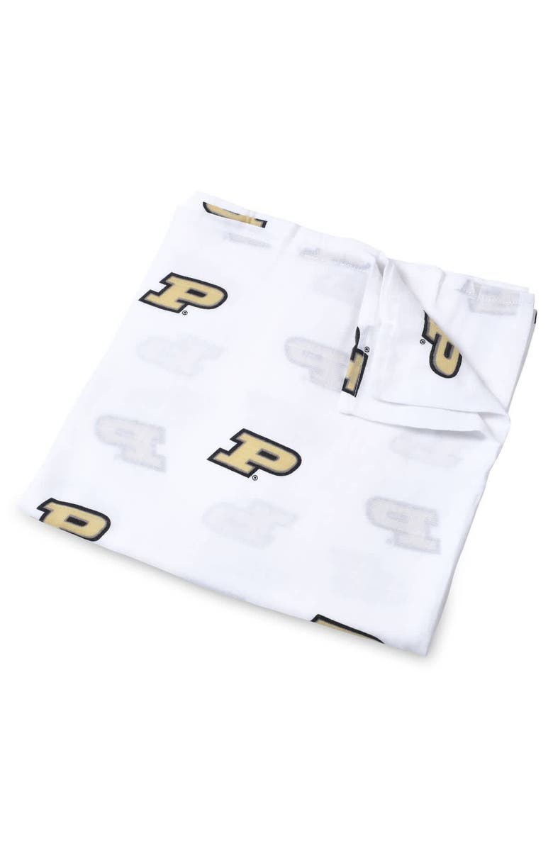 Three Little Anchors Infant Three Little Anchors White Purdue Boilermakers 47'' x 47'' Muslin Swaddle Blanket, Main, color, 