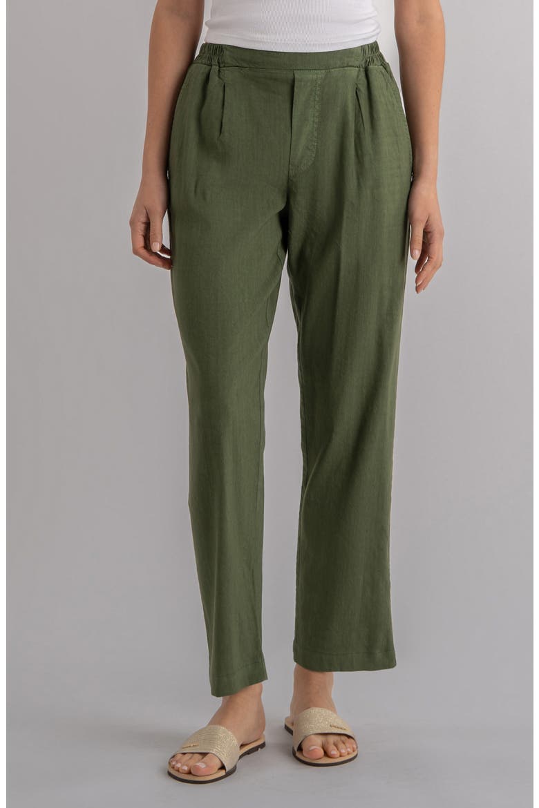 Rosalie Pull-On Tapered Linen Blend Pants, Main, color, DILL