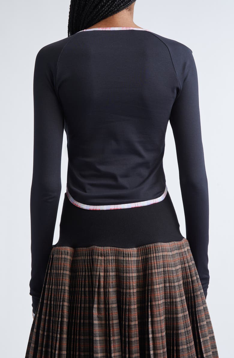 Chopova Lowena Tiny Crystal Fitted Jersey Top, Alternate, color, Black