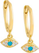 BY ADINA EDEN Turquoise CZ Evil Eye Huggie Earring
