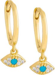 BY ADINA EDEN Turquoise CZ Evil Eye Huggie Earring