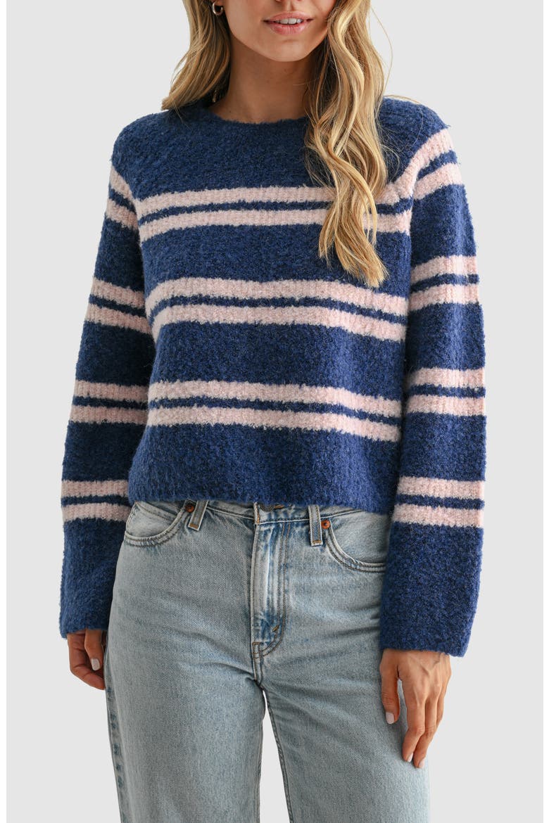 Fuzzy Striped Sweater, Main, color, BLUE PINK