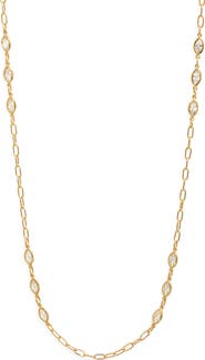 Nordstrom Bezel Cubic Zirconia Station Long Necklace