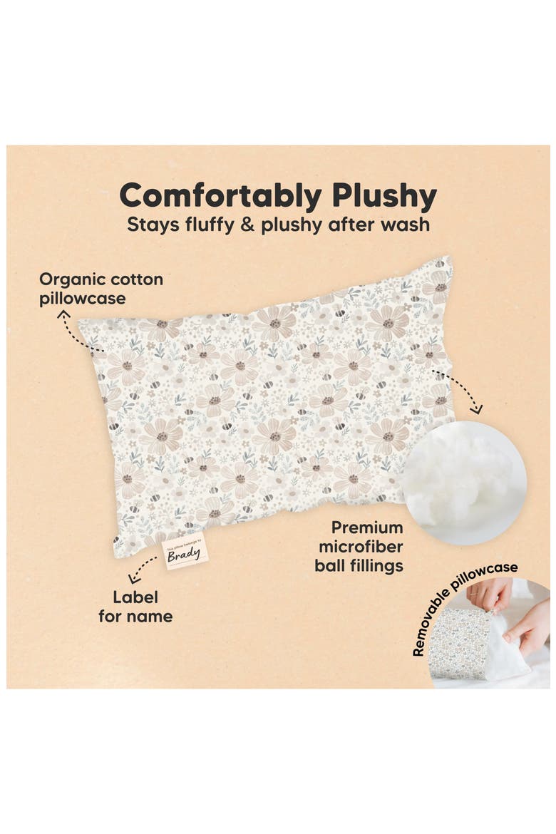 Mini Toddler Pillow With Pillowcase, Alternate, color, Flora Vale
