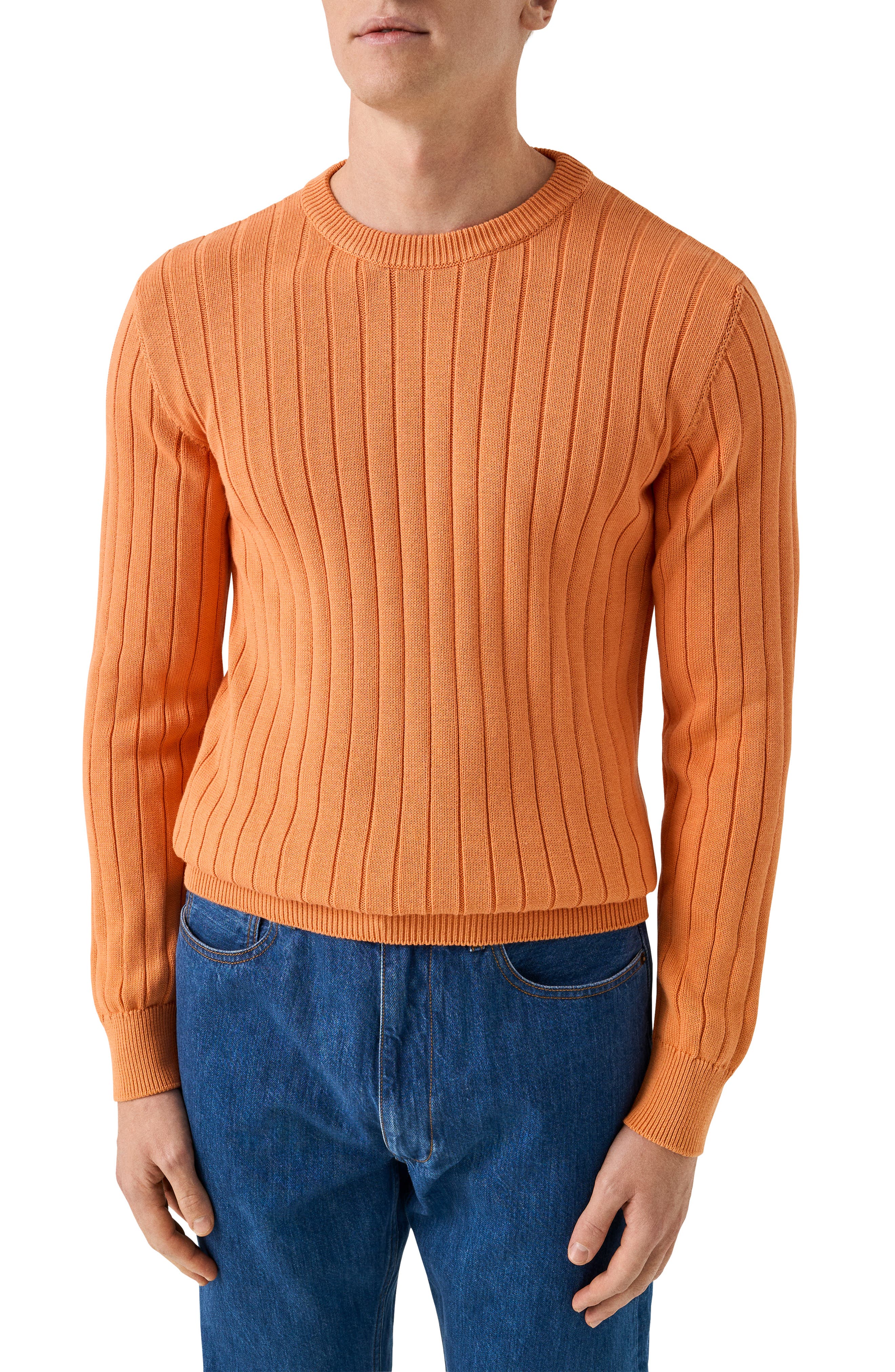 Rib Knit Cotton Crewneck Sweater - image 5