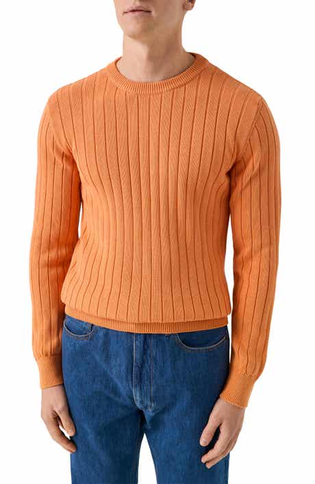 Rib Knit Cotton Crewneck Sweater