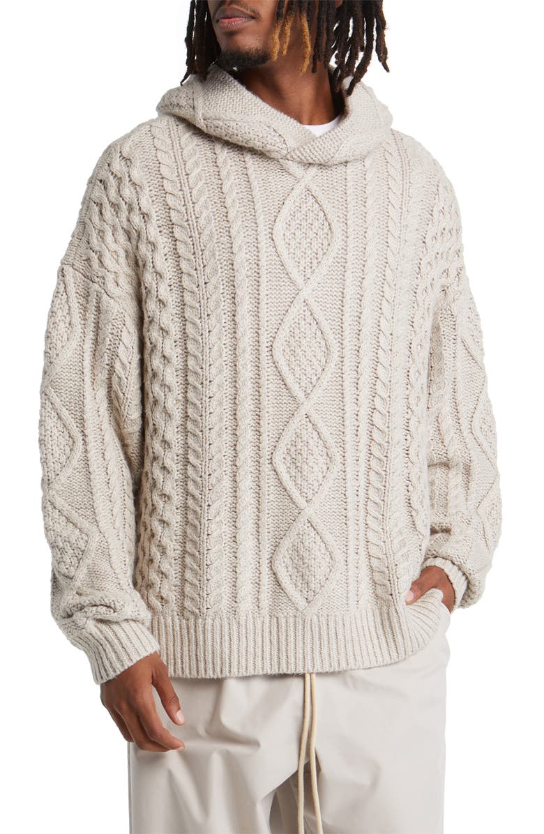 Fear of God Essentials Cable Knit Hoodie, Main, color, 