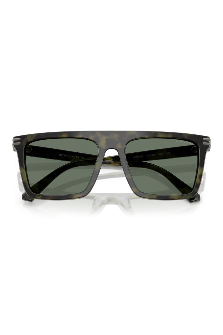 Edgewater 55mm Flat Top Square Sunglasses, Alternate, color, OLIVE TORTOISE / GREEN SOLID