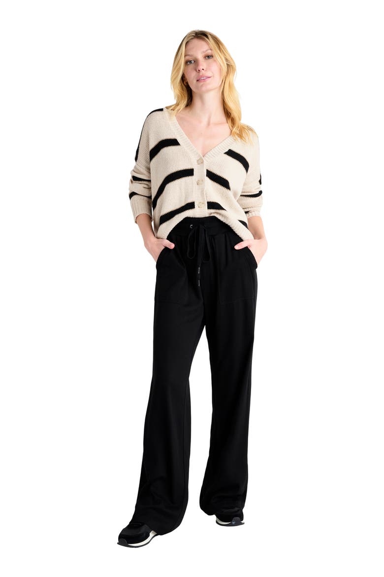 Kendall Stripe Cardigan, Alternate, color, OAT BLACK STRIPE