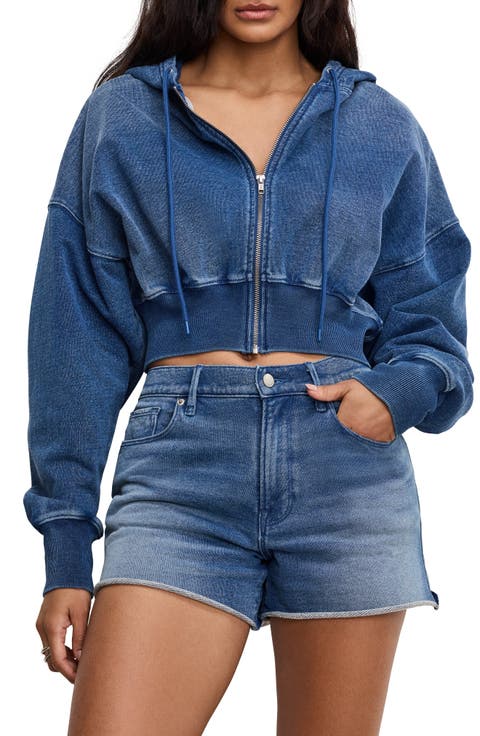 Jeanius Crop French Terry Zip Hoodie