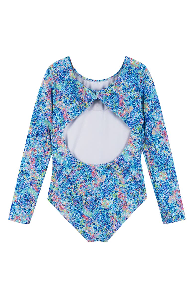 Andy & Evan Kids' Long Sleeve Cutout One-Piece Swimsuit, Alternate, color, 