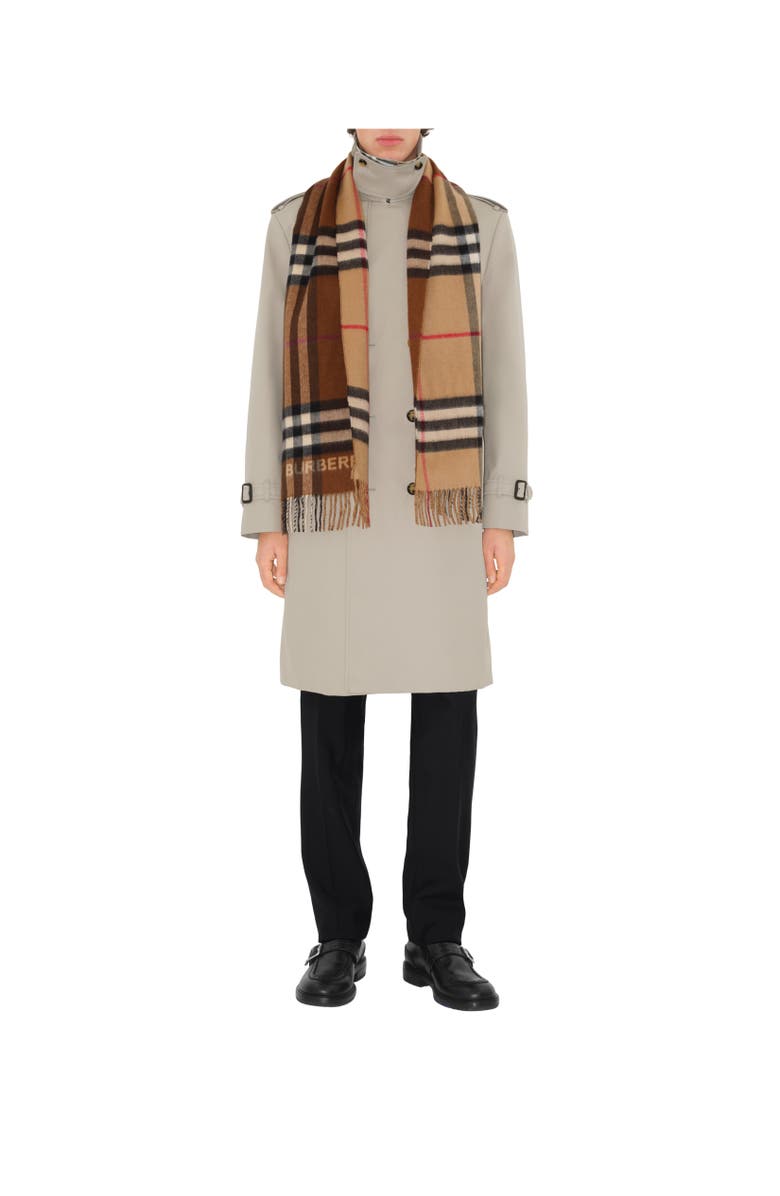 Burberry Contrast Check Cashmere Scarf, Alternate, color, Archive Beige/Birch Brown