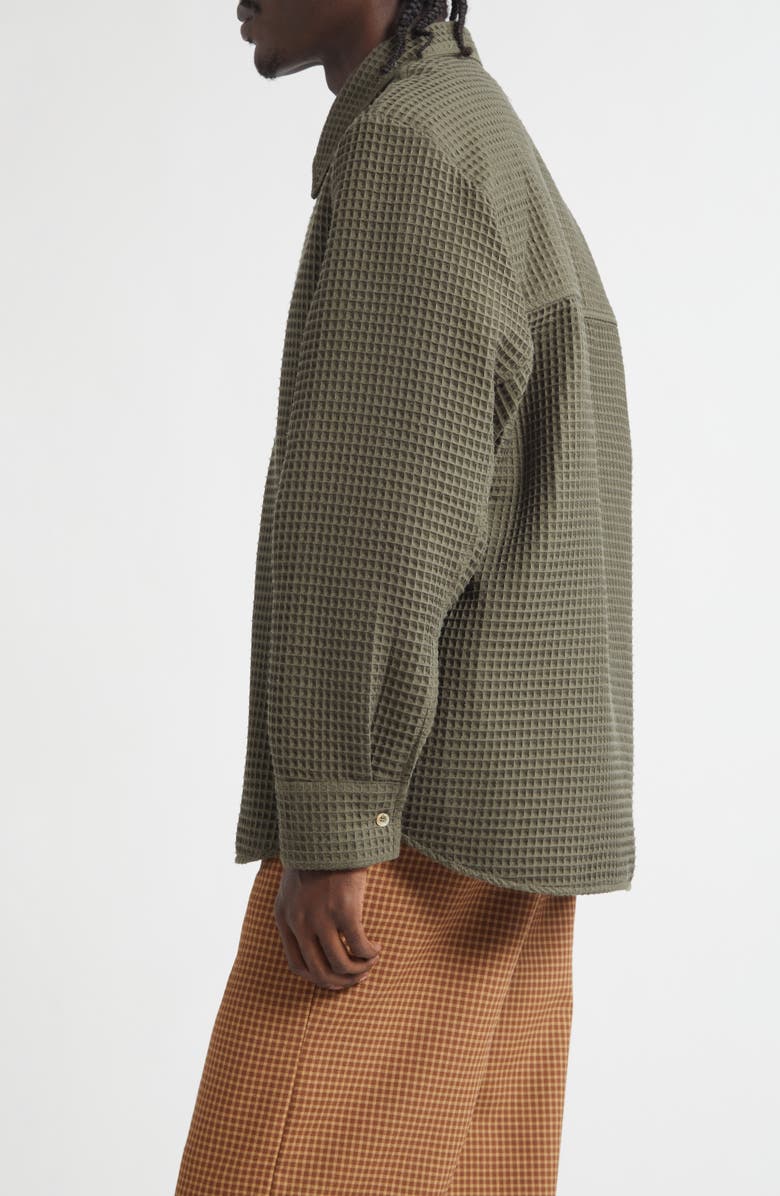 Séfr Oseary Waffle Stitch Button-Up Shirt, Alternate, color, Pine Tree